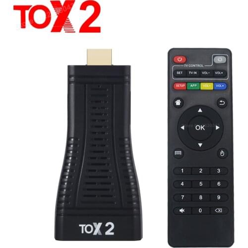 2021 TOX2 Mini TV Stick DDR4 2GB RAM 16GB ROM 100M LAN RJ45 Smart Android 10 TV Box 2.4G 5G WiFi Bluetooth 4.0 4K HD TVBOX