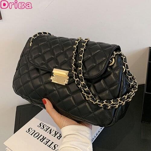Driga Vintage Fashion Handbags Totes Chain Lozenge 2021 High Quality Shoulder Bags PU Leather Women Designer Large Messenger Bag