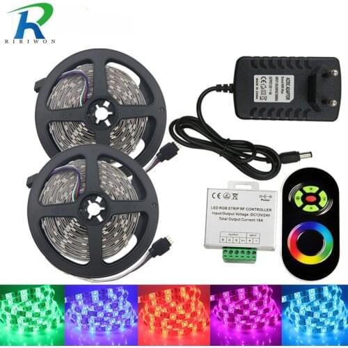 RiRi Won 5M 10m 15m 20m Led Strip SMD5050 Waterproof Flexible LED Light RGB 5050 LED Diode Tape Ribbon DC 12V+Controller+ Power