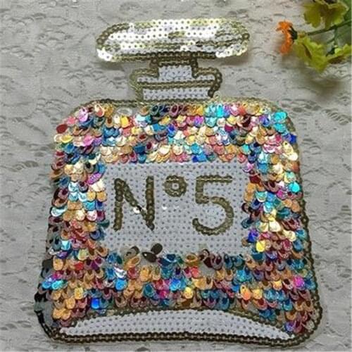 Embroidered patches for clothing Color Perfume badge applique sequins patch diy accessories Label patchwork free shipping