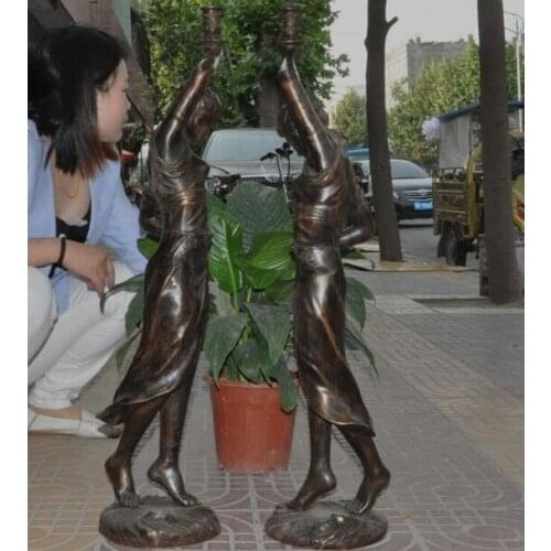 Western Art Bronze Belle Beautiful women Statue Candlestick Candle holders Pair