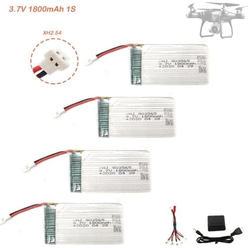 Lipo Battery 1S 3.7v 1800mAh XH2.54 Plug Rechargeable Battery Charger Sets For JJRC SYMA RC Drone Helicopter Quadcopter Parts