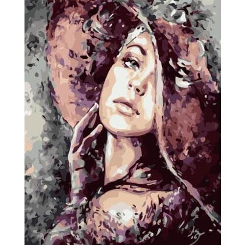 Red hat female figure DIY Digital Painting By Numbers Modern Wall Art Oil Painting Christmas Holiday Gift Home Decor 40x50