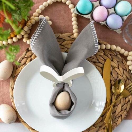 1/5/8pcs Novelty DIY Rabbit Wood Easter Napkin Ring Decoration for Kitchen Crafts Easter Bunny Decoration Napkin Easter Supplies