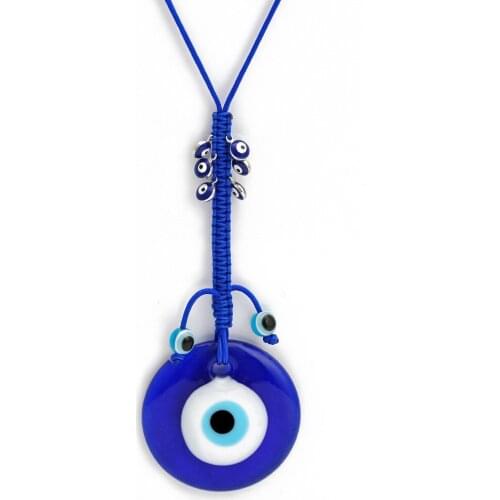 1PC Turkish Blue Devil Eye Jewelry Chain Necklace Simple Style Demon Eyes Glass Pendant Colored Glaze Home Decorations