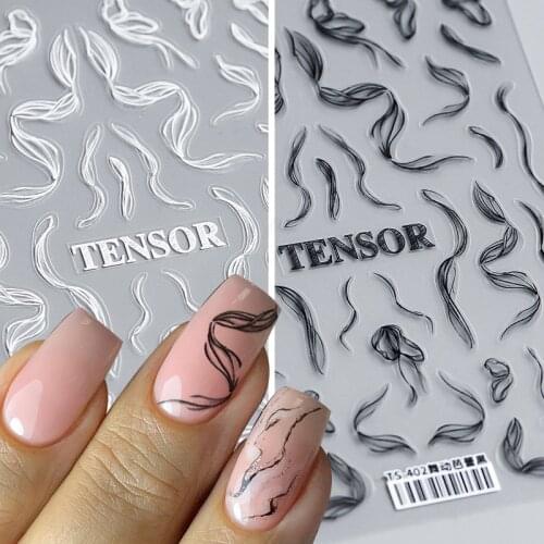 1pcs Winter Knit Sweater Cloth Pattern 5D Nails Decal Engraved Embossed Nail Art Adhesive Decals For new year Valentines gift