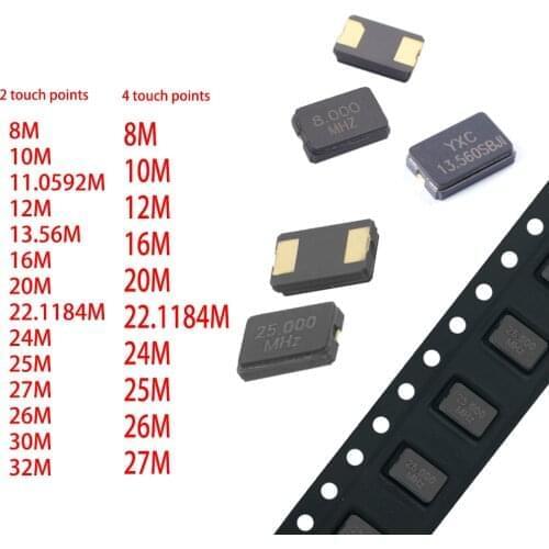 10pcs new 5032 smd quartz resonator Crystal Passive crystal oscillator 8M 10M 11.0592M 12M 13.56M 26Mhz 27Mhz 30Mhz 32Mhz