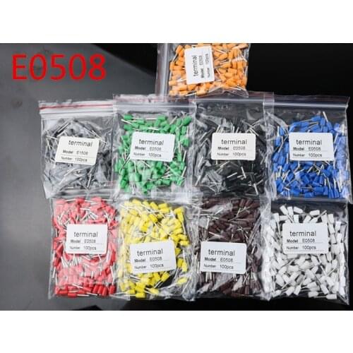 100pcs E0508 tubular wire connector electrical terminals cable crimps wire ferrules For 0.5mm2, 22 AWG Wire VE0508