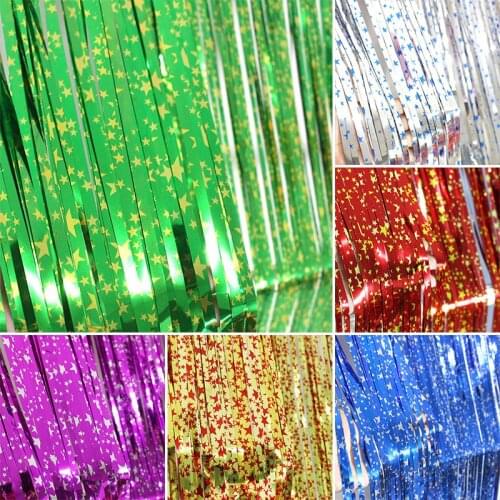 1x2 m New Laser Curtains Fashion Shiny Rain Silk Crystal Flash Curtain Home Happy Birthday Party Background Wall Decor Curtain