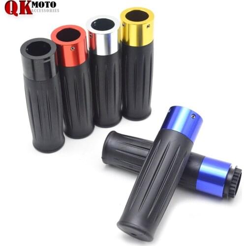 2Pcs CNC Aluminum Rubber Gel Motorcycle Grips Hand Grips for 7/8" Handle Bar Handlebar Bikes Black Moto Accessories