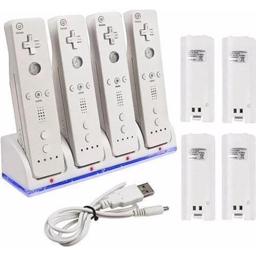4Pcs Charge Stand 2800mAh Rechargeable Cells and Wii Cell Charge Dock Stand for Wii Remote Switch Accessory Cell Charging Stand