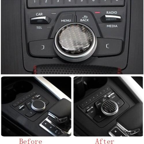 Car accessories 100% Carbon Fiber Center Gear Shift Multi-media Case Cover Trim For Audi A5 2018 & A4 B9 2017-2018