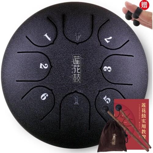 Tongue Drum 6 Inch Steel Tongue Drum 8 Tune Hand Pan Drum Tank Hang Drum With Drumsticks Carrying Bag Percussion Instruments #ED
