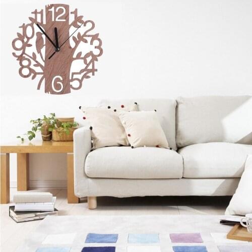 22cm Dia Large Tree Shaped Wooden Wall Clock House Living Room TV Background Decoration