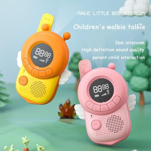 Childrens Walkie Talkie 2PCS Kids Mini Toys Handheld Transceiver 3KM Range UHF Radio Lanyard Interphone Talkie Walkie Baby Gift