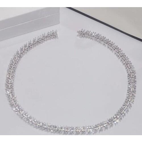 Designer Fashion 925 Sterling Silver Jewelry 3A Cubic Zirconia Party Necklace