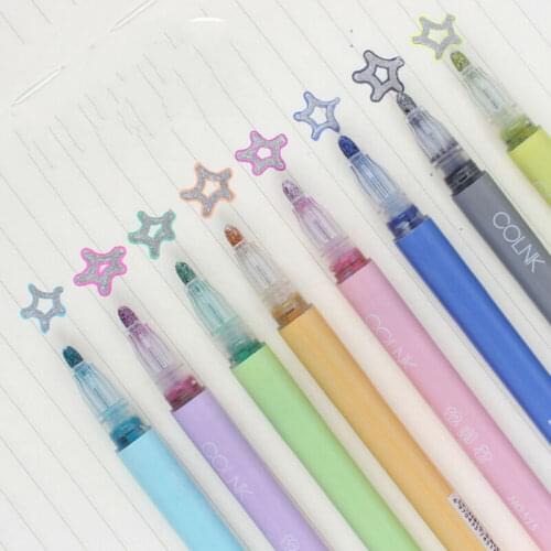 Double Line Pen Metallic Color Magic Outline Marker Pen DIY Album Highlighter Marking Pens for Painting Office School Supplies