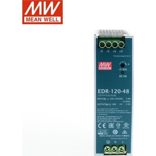 MEAN WELL EDR-120-48 120W 48V DIN Rail Switching Power Supply 110V/220V AC to 48V DC 2.5A Industrial Power Unit