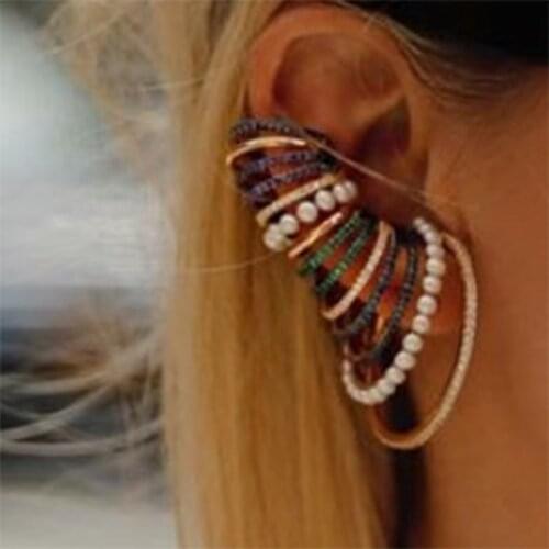 Jimbora Luxury Shiny Design African Charm Earrings For Women Wedding Cubic Zircon Crystal Pearls Dubai Indian Bridal Earrings