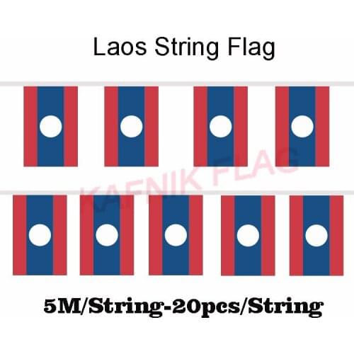 KAFNIK,5 meters 20 faces 14*21CM Laos String Flag Banner Bar For Party Decoration/World Event Carnival Decor