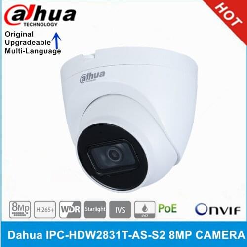 Dahua IPC-HDW2831T-AS-S2 8MP POE Camera Built-in Mic & SD Card Slot IP67 IR 30M IVS WDR Starlight Camera