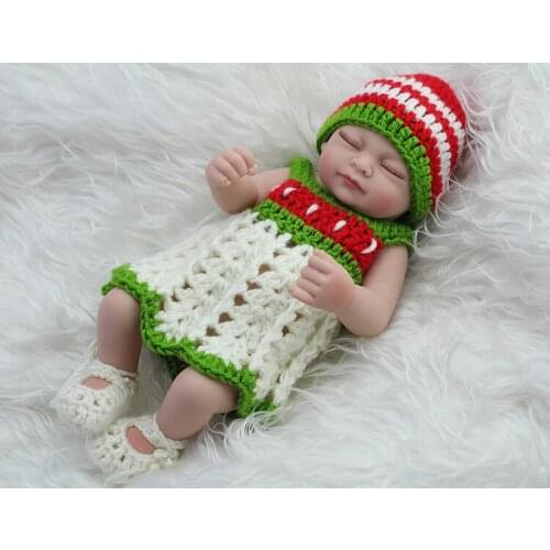 Reborn Baby Doll 11 Inch Sweet Girl Dolls Full Body Vinyl Soft Toys Shower Sleeping Dolls for Kids Mini Cute Christmas Gifts
