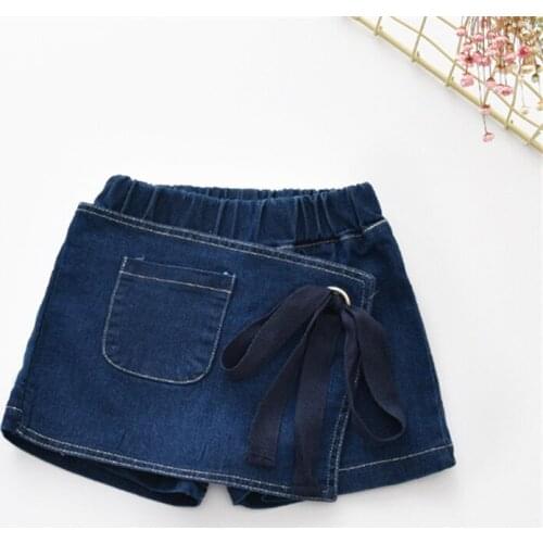 Dulce Amor Girls Denim Shorts Baby Kid Culottes Clothing Summer Toddler Elastic Waist Jeans Pants Casual Girls Trousers For 2-6Y