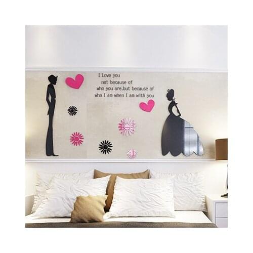 Love Oath 3d three-dimensional Crystal Acrylic wall stickers Living room bedroom marriage room Home Decoration
