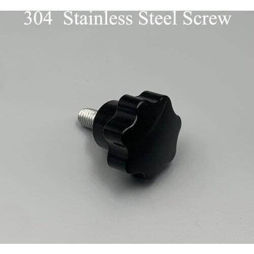 M5 M6 Male Thread 60mm 80mm Length 25mm Head Diameter 304 Stainless Steel Screw On 7 Star Bakelite Clamping Grip Handle Knob