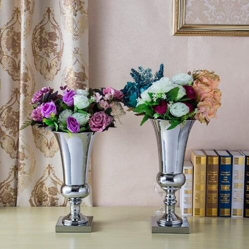 Metal wedding flower vase Silver flower stand wedding decoration table centerpiece
