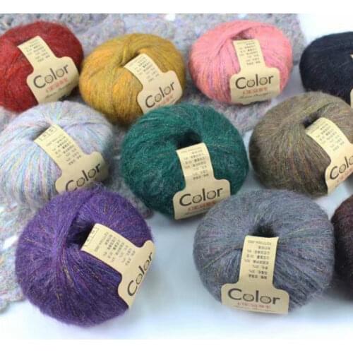 5pieces 50g Mohair Line Hand-Woven Fine Angola Plush Fine Color Segment Wool yarn for knitting wool yarn