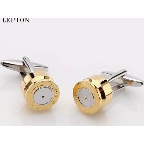 Hot Sale Gold Color Bullet Cuff links for Men High Quality Lepton Copper Metal Bullet Style Men Shirt Cuff links Relojes gemelos
