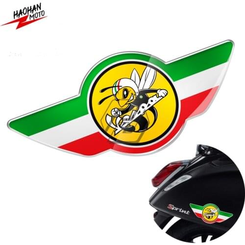 For Piaggio Vespa Sticker 3D Motorcycle Decal Italy Flag Bee Wing Stickers