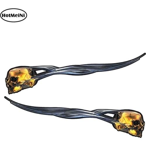 HotMeiNi 15cm x 2.7cm 2PCS Boat Car Truck Helmet Motorcycle Gas Tank Graphics Decal Stickers Skull Flames Wrap