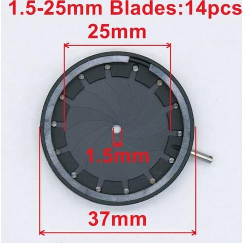 1pcs 1.5-25mm Adjustable Zoom Optical Iris Diaphragm Aperture Condenser with 14 Blades for Digital Camera Microscope Adapter