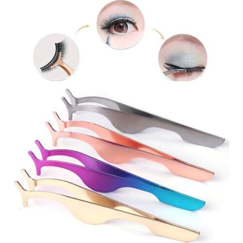 Stainless Slivery Eyelash Tweezers False Eyelashes Magnetic Tweezer 3D Handmade Strip False Eyelash Remove Clip Clamp