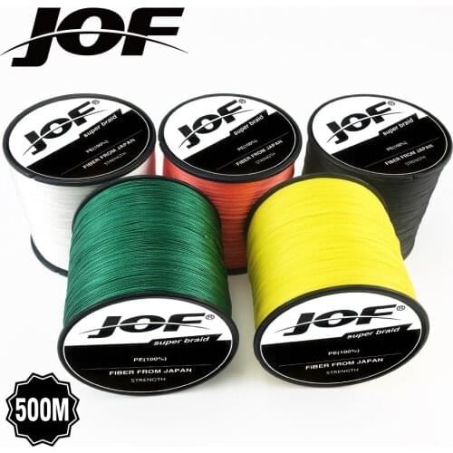 JOF Brand Braided Fishing Line 500M Multifilament PE 4 Strands Fishing Cord 10LB-80LB Strong Japan Technology
