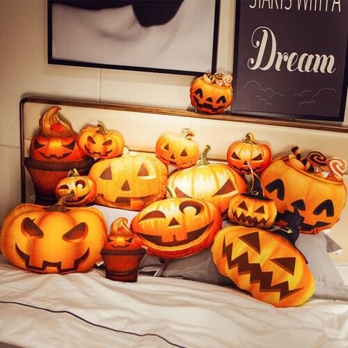 Halloween pumpkin pillow cushion creative round cute stuffed toy girl bed cartoon oversized gift