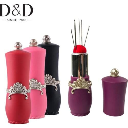 D&D Lipstick Shaped Pin Cushion With 5 Sewing Needles Pincushions DIY Handcraft Tool For Stitch Sewing Needlework Accessory