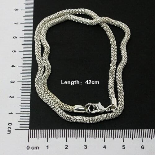50Pcs/lot Silver Plated Chain Jewelry Chain,YiWu (42cm chain+ buckle) DH-FLB001-70