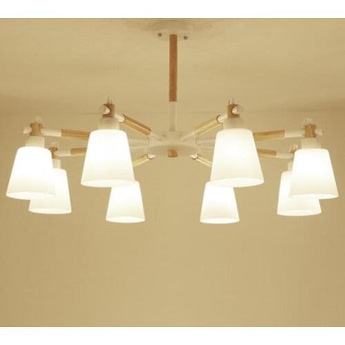 Nordic Chandelier E27 With PVC Lampshade For Living Room Suspendsion Lighting Fixtures Lamparas Colgantes Wooden 110V 220V