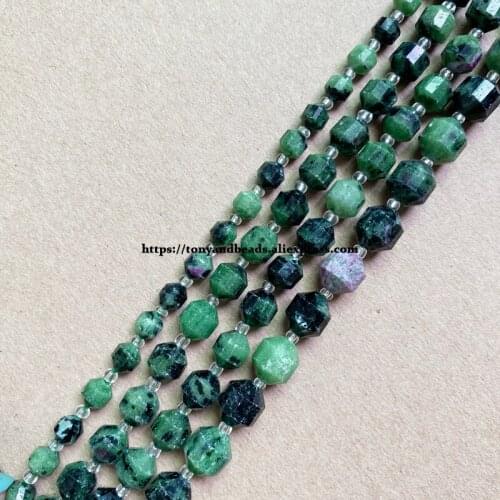 2lots more 10% off ! Semi-precious Stone American Football Faceted AA Quality Red Green Zoisite 7" Round Loose Beads 6 8 10 mm