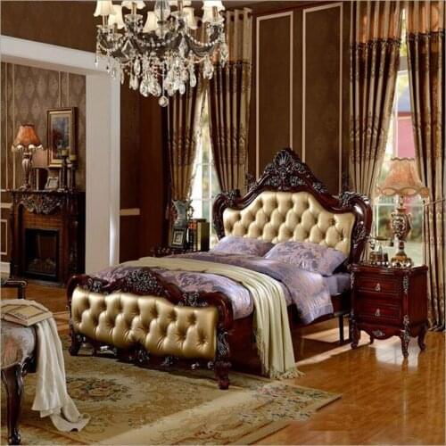 Modern American solid wood country style Fashion bedroom set furniture d1419