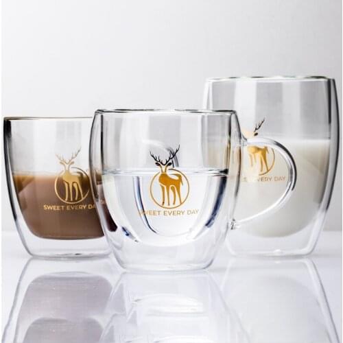 Double Wall Glass Clear Handmade Heat Resistant Tea Drink Cups Healthy Drink Mug Coffee Cups Insulated Shot Glass