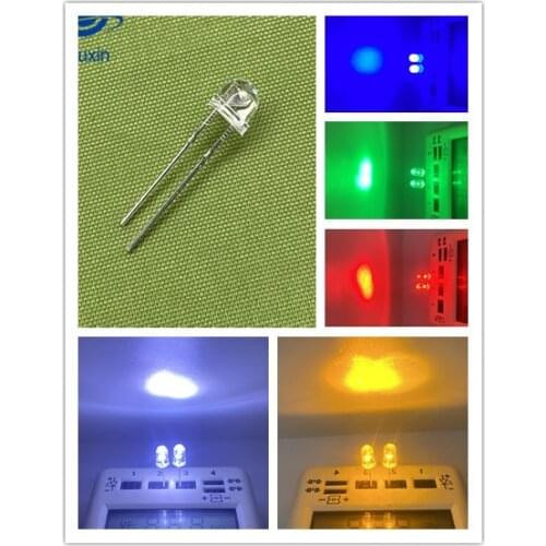 100PCS 5mm Diode Straw Hat White Red Green Blue Yellow Purple Smd Smt Led Clear Super Bright Wide Angle Bulb 20000mcd Lamp