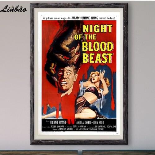 V241 1958 Night of the Blood Beast! Vintage Classic Movie Print Silk Poster Home Deco Wall Art Gift