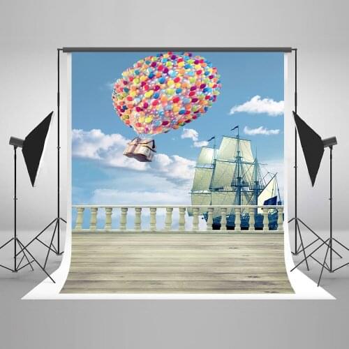 VinylBDS 5X7FT Blue Sky Photography Backdrop Sailboat Children Backgrounds For Photo Studio