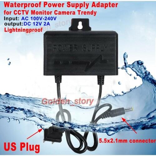 Waterproof AC-DC Power Supply Module 110V 220V 230V to DC 12V 2A US Plug Adapter