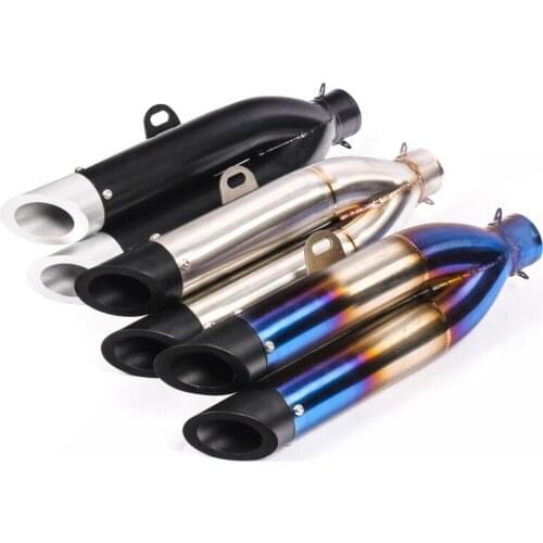 Dual-outlet 51mm Motorcycle Exhaust Muffler Pipe Stainless Steel Tail Escape No DB Killer Universal for Dirt Bike Street Bike