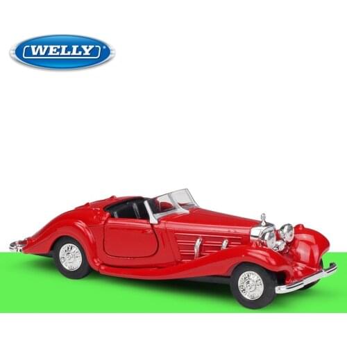Welly 1:36 Diecast 1936 500K Vintage Vehicle Red High Simulator Alloy Metal Model Car Pull back Car